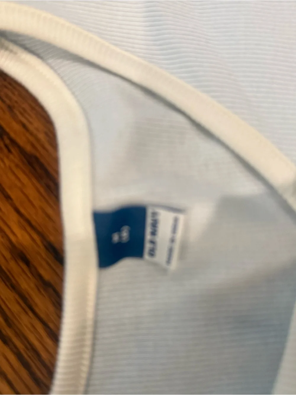 Old Navy Light Blue Short Sleeve Ribbed Tee with Cream Trim